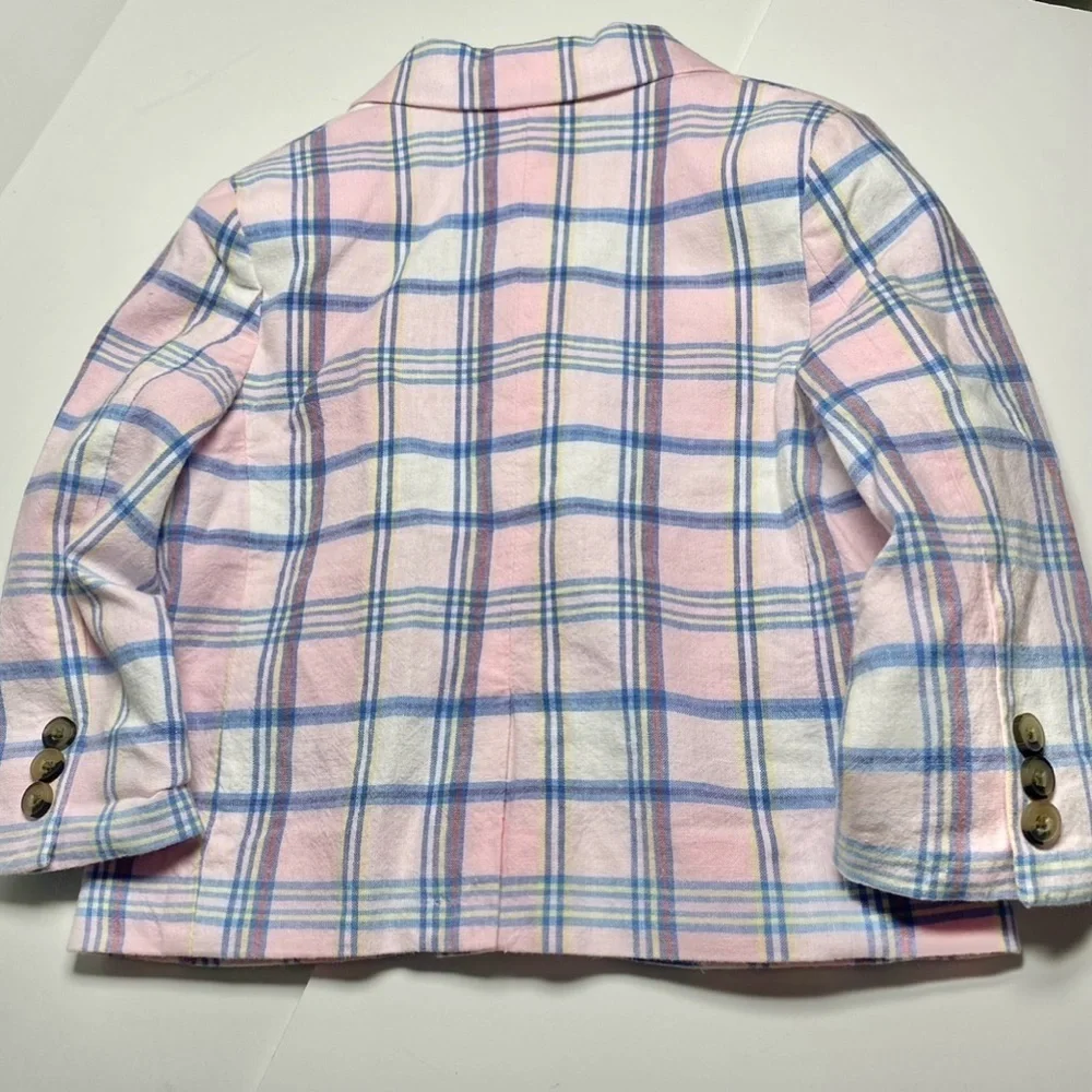 Janie and Jack Pink Blue Pastel Linen Blazer Little Boy Toddler size 18-24 Month